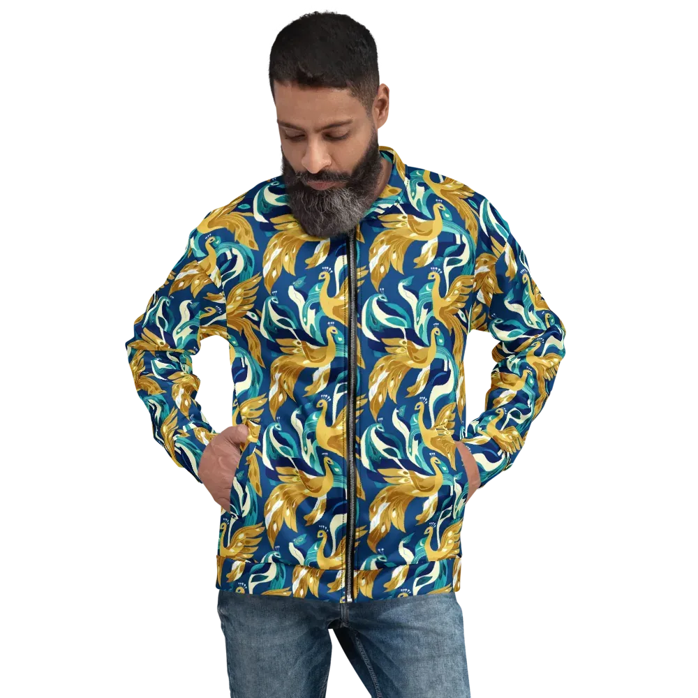 Gilded Peacock Tide on Bomber Jacket — Front