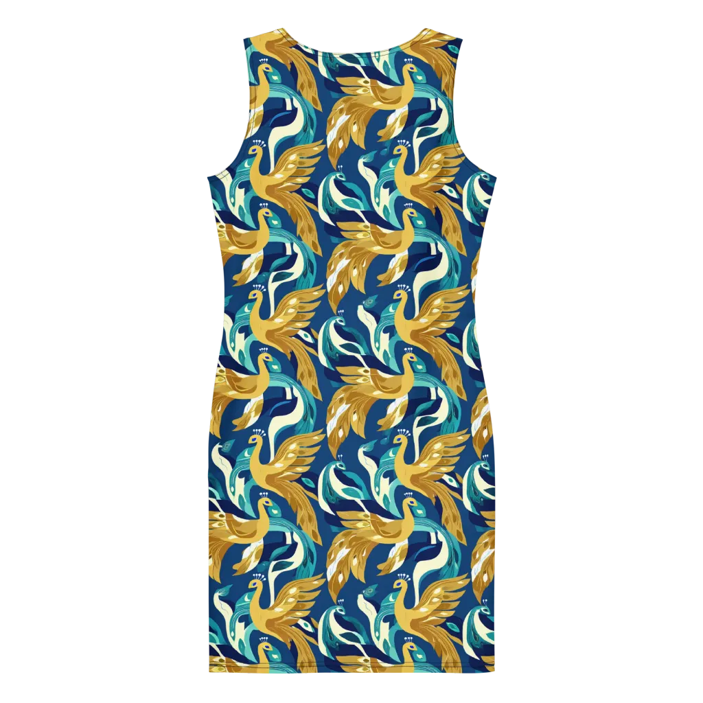 Gilded Peacock Tide on Bodycon Dress — Back