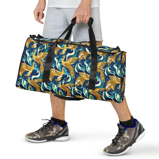Gilded Peacock Tide on a Duffle Bag
