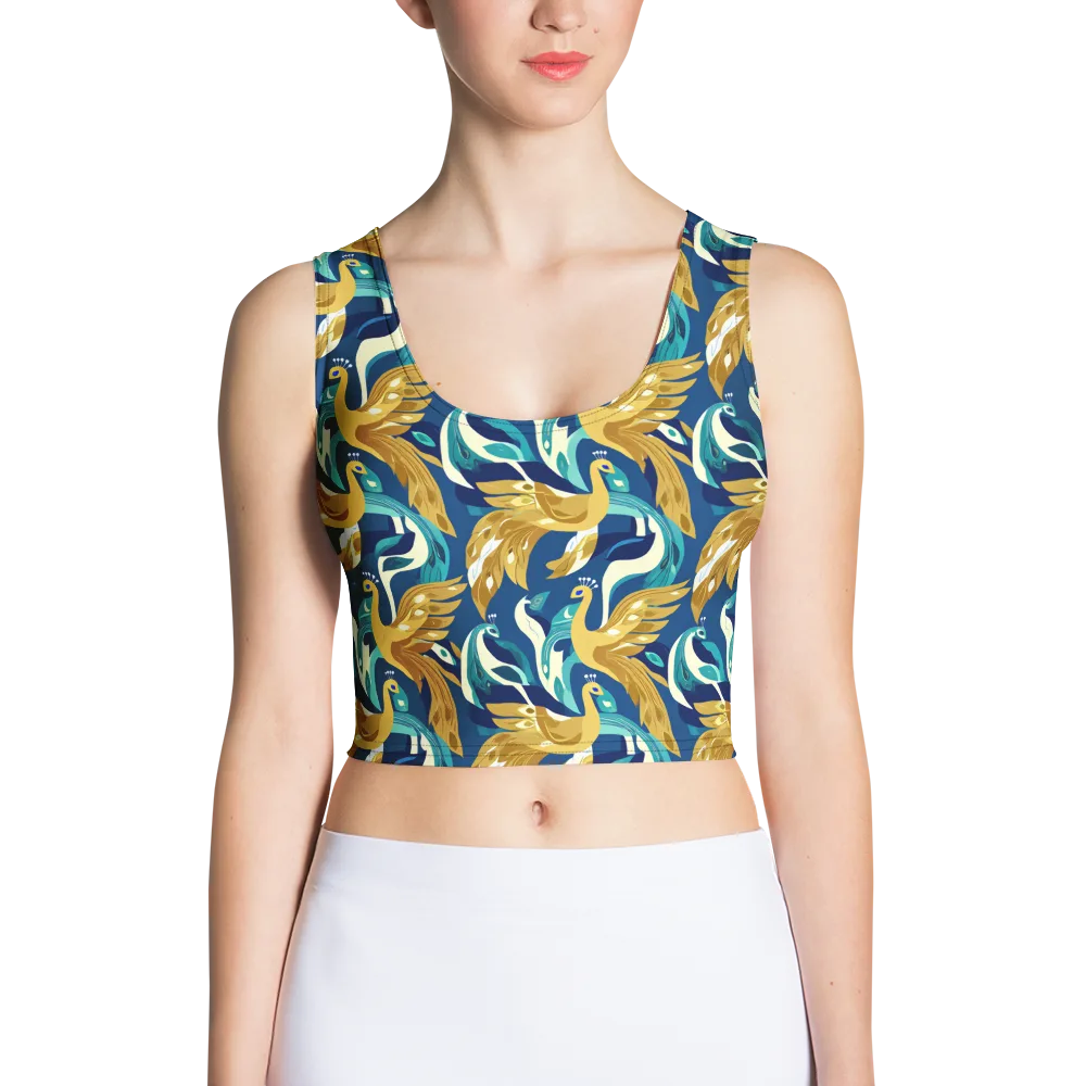 Gilded Peacock Tide on Crop Top — Front