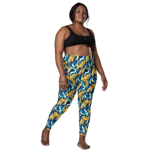 Gilded Peacock Tide on a Leggings with Pockets