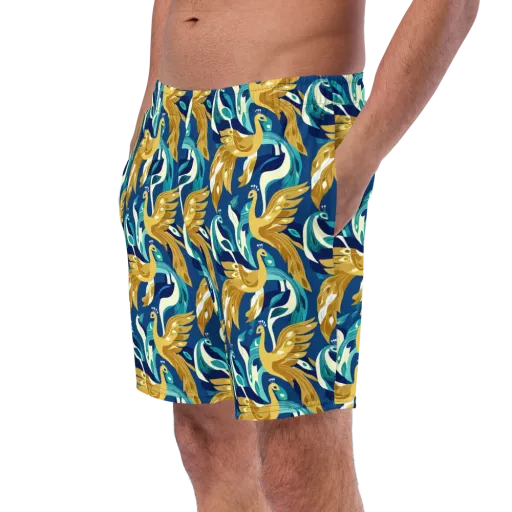Gilded Peacock Tide on a Swim Trunks