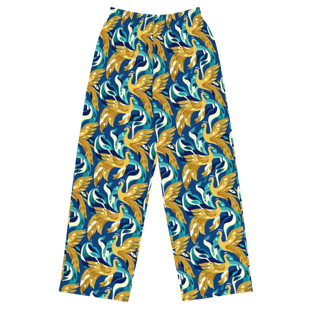 Gilded Peacock Tide on Wide-Leg Pants — Front