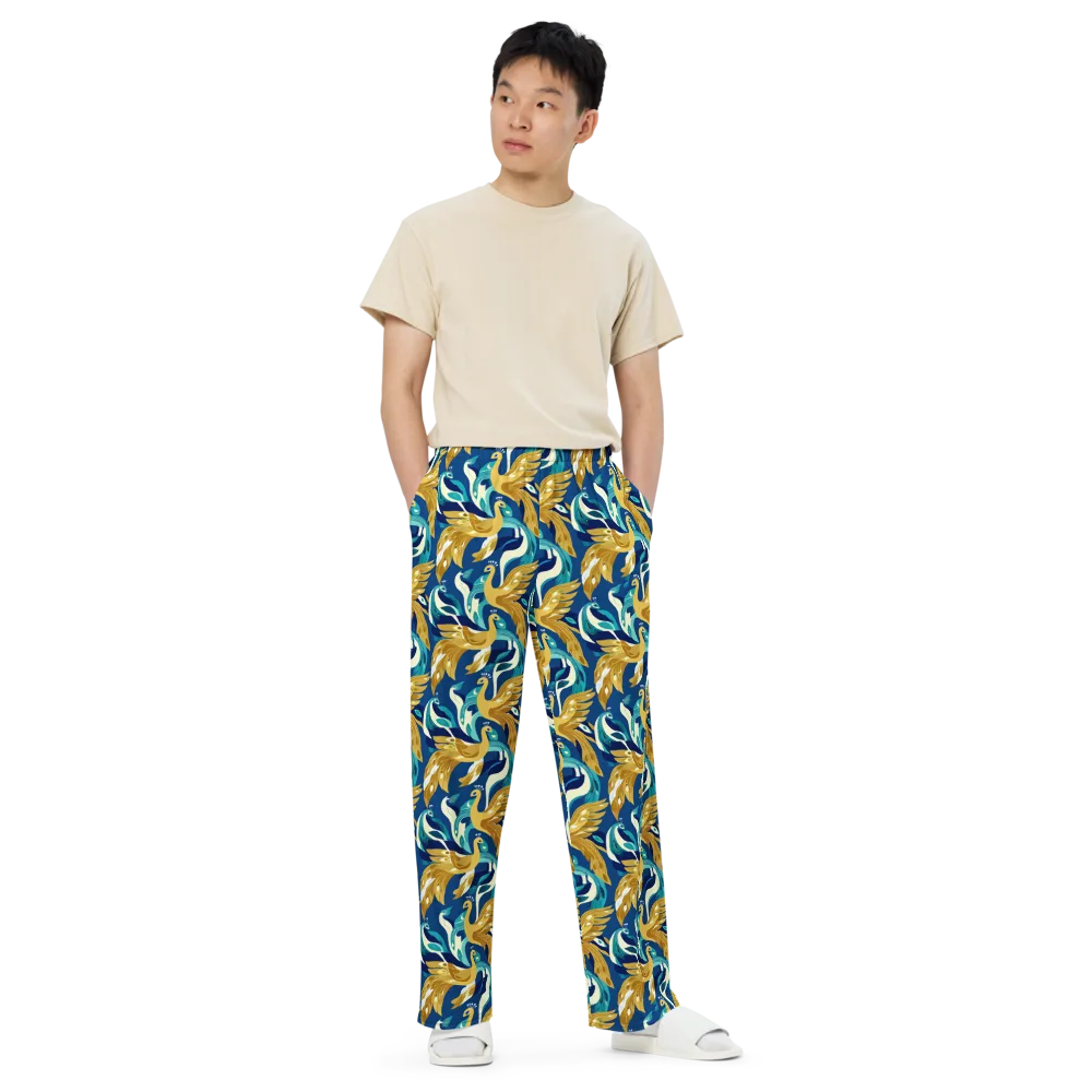 Gilded Peacock Tide on Wide-Leg Pants — Front