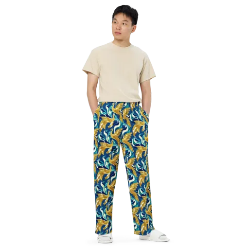 Gilded Peacock Tide on a Wide-Leg Pants