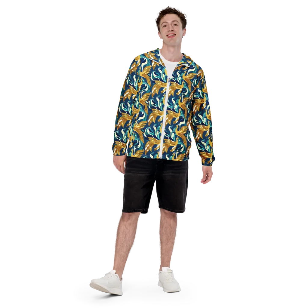 Gilded Peacock Tide on Men's Windbreaker — Front