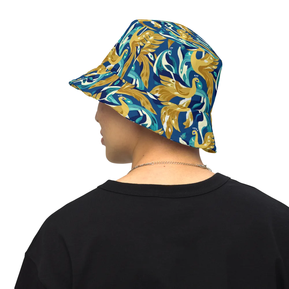 Gilded Peacock Tide on Reversible Bucket Hat — Back Inside