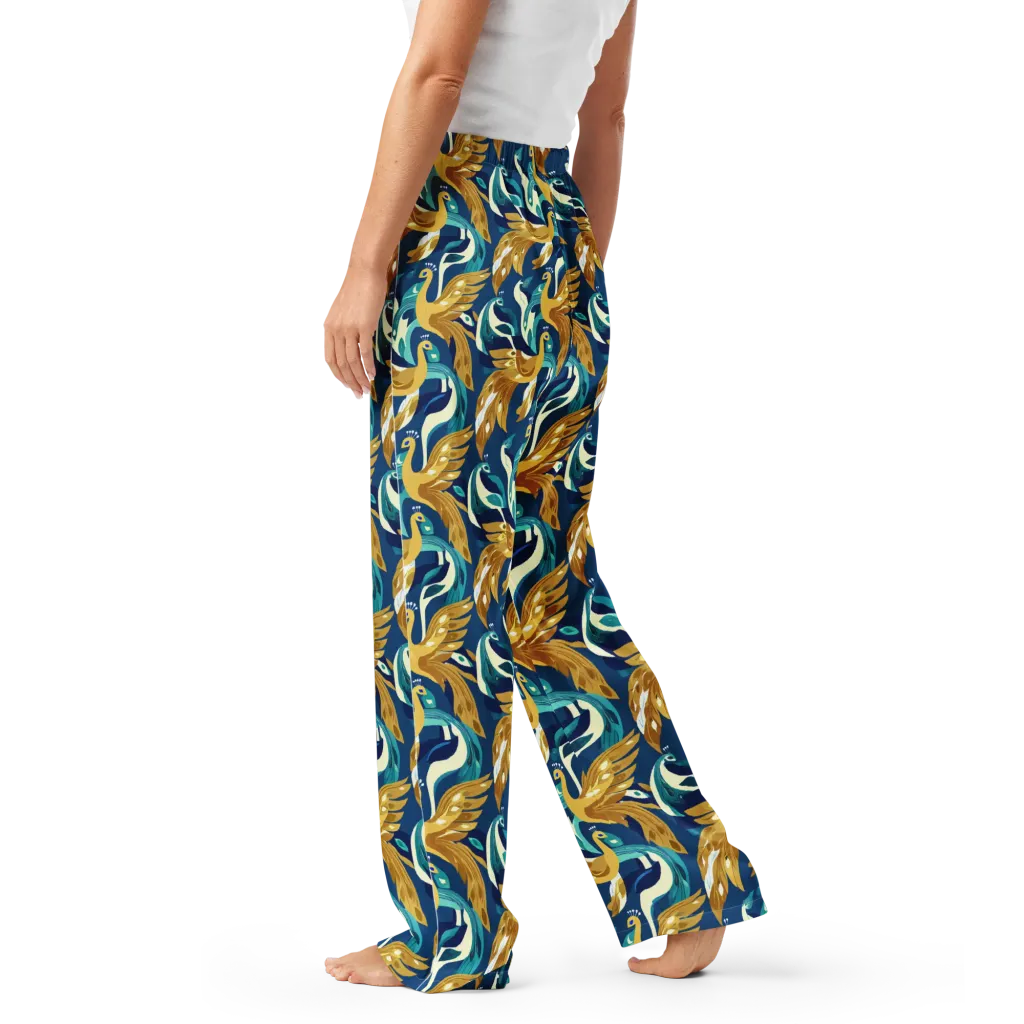 Gilded Peacock Tide on Women's Pajama Pants — Left