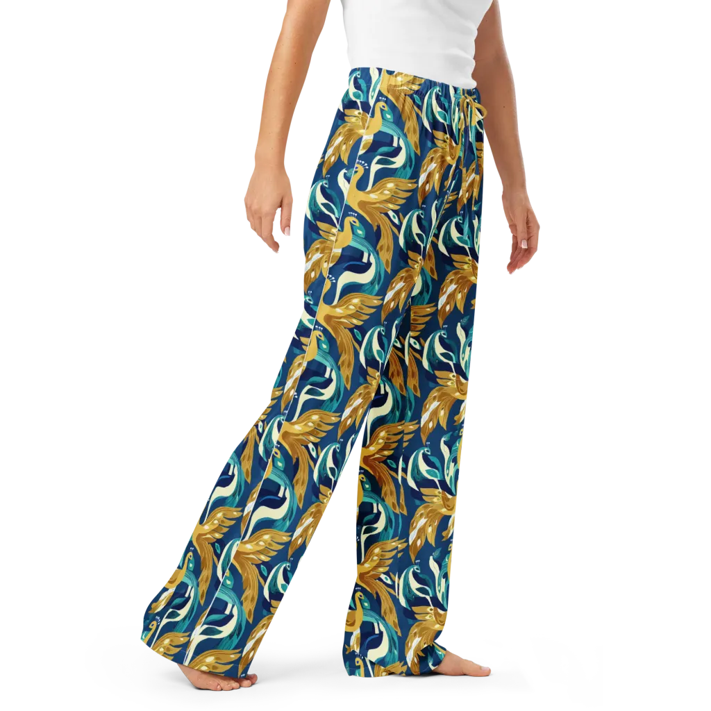 Gilded Peacock Tide on Women's Pajama Pants — Right Front