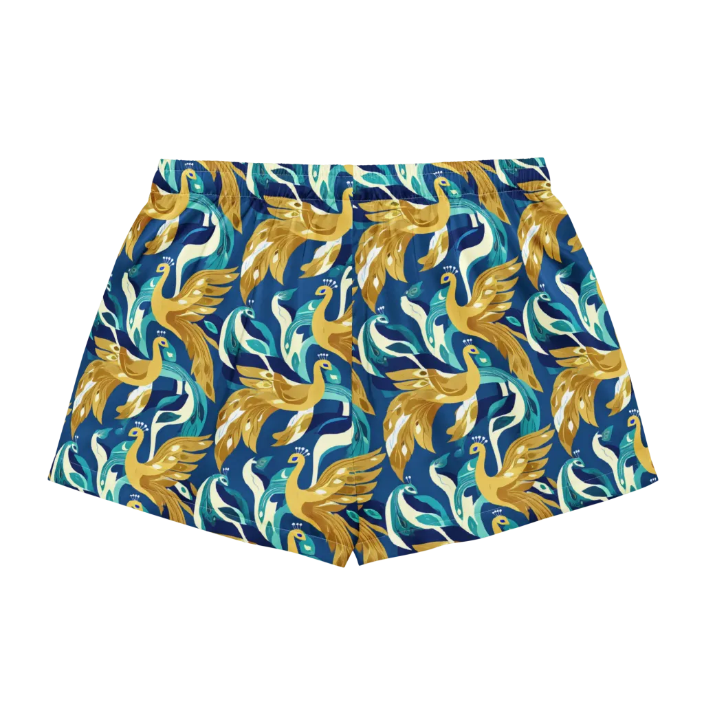 Gilded Peacock Tide on Women's Pajama Shorts — Back