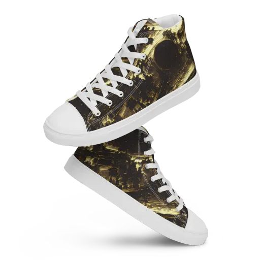 Oceanic Echo on a Men's High Top Canvas Shoes