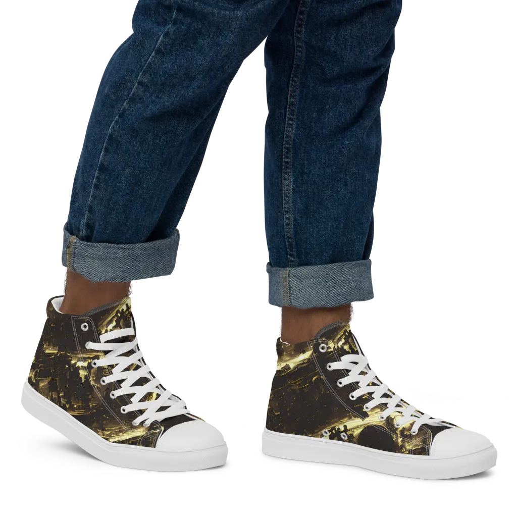Oceanic Echo on Men's High Top Canvas Shoes — Right