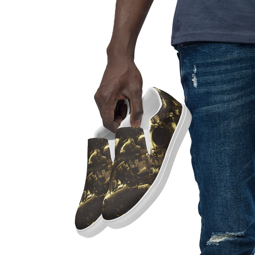 Oceanic Echo on Men's Slip-On Canvas Shoes — Left Front
