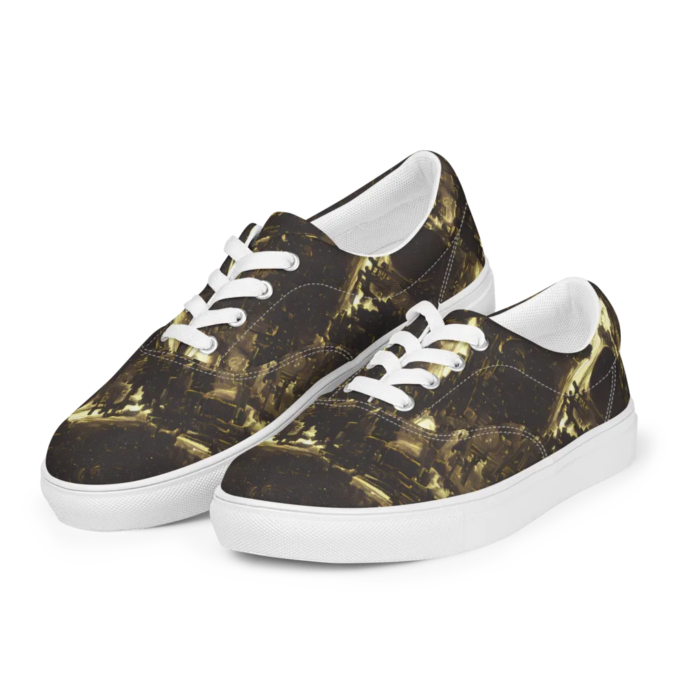 Oceanic Echo on Men's Lace-Up Canvas Shoes — Left Front