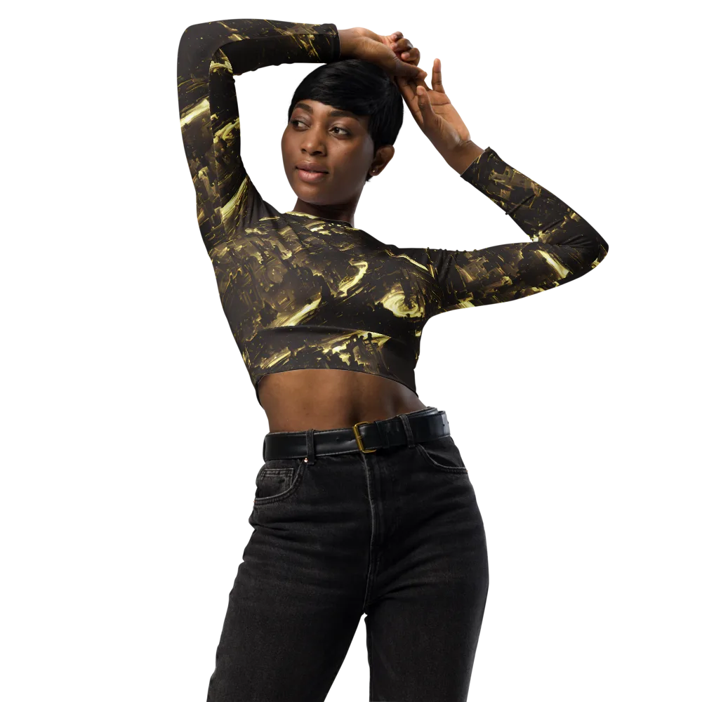 Oceanic Echo on Long Sleeve Crop Top — Front