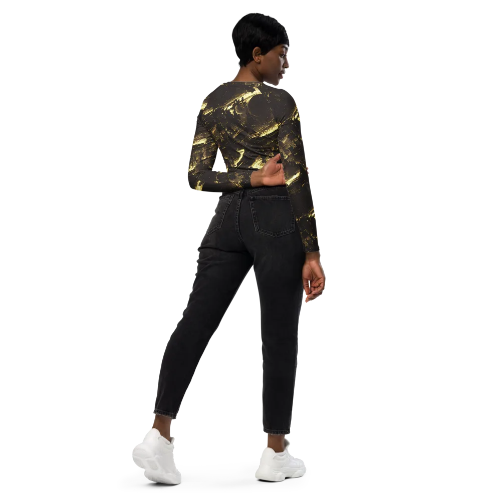 Oceanic Echo on Long Sleeve Crop Top — Right Back