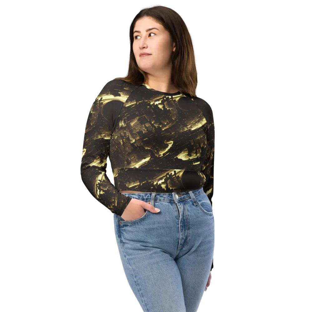 Oceanic Echo on Long Sleeve Crop Top — Front