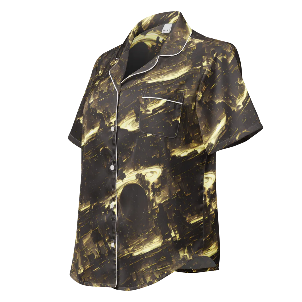 Oceanic Echo on Women's Short Sleeve Pajama Top — Left Front