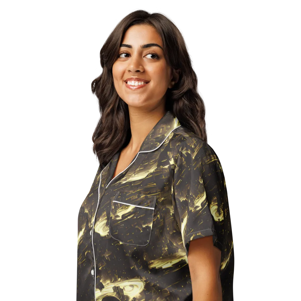 Oceanic Echo on Women's Short Sleeve Pajama Top — Left Front