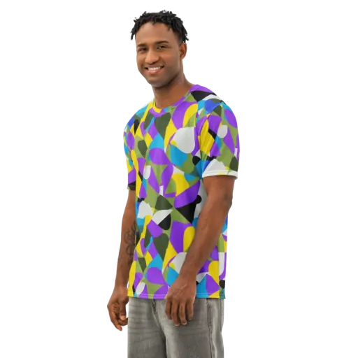 Wild Color Field on a Men's Cotton Crew Neck T-Shirt
