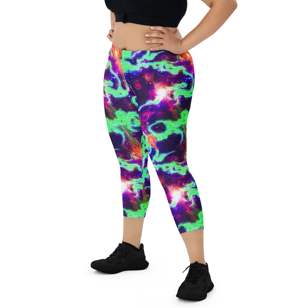 Neon Dragonfield on Capri Leggings — Front