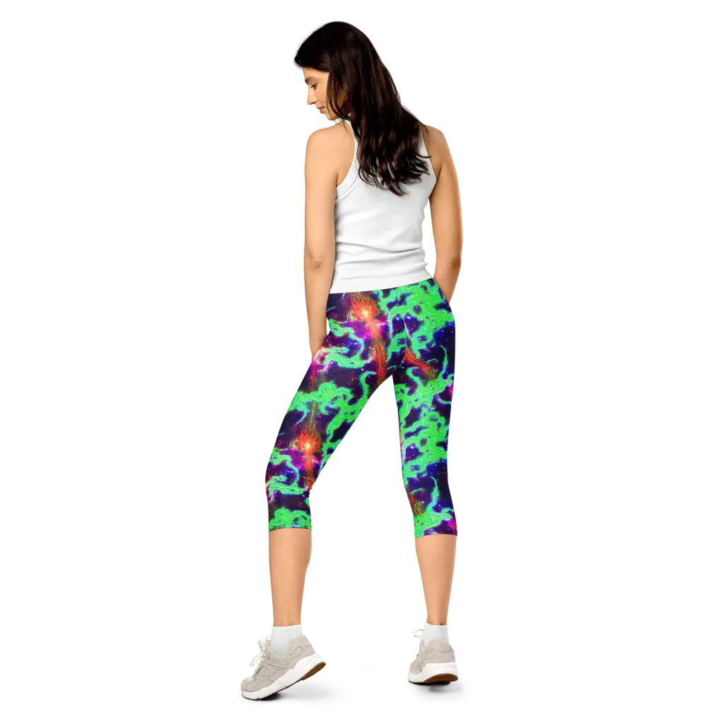 Neon Dragonfield on Capri Leggings — Back