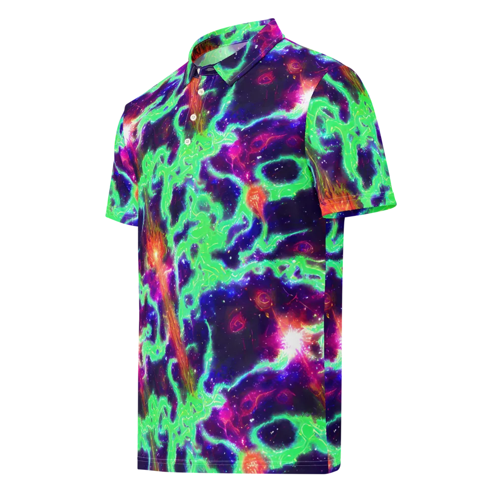 Neon Dragonfield on Men's Slim Fit Polo Shirt — Left Front