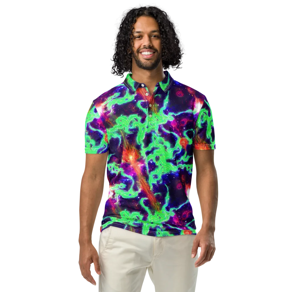 Neon Dragonfield on Men's Slim Fit Polo Shirt — Front