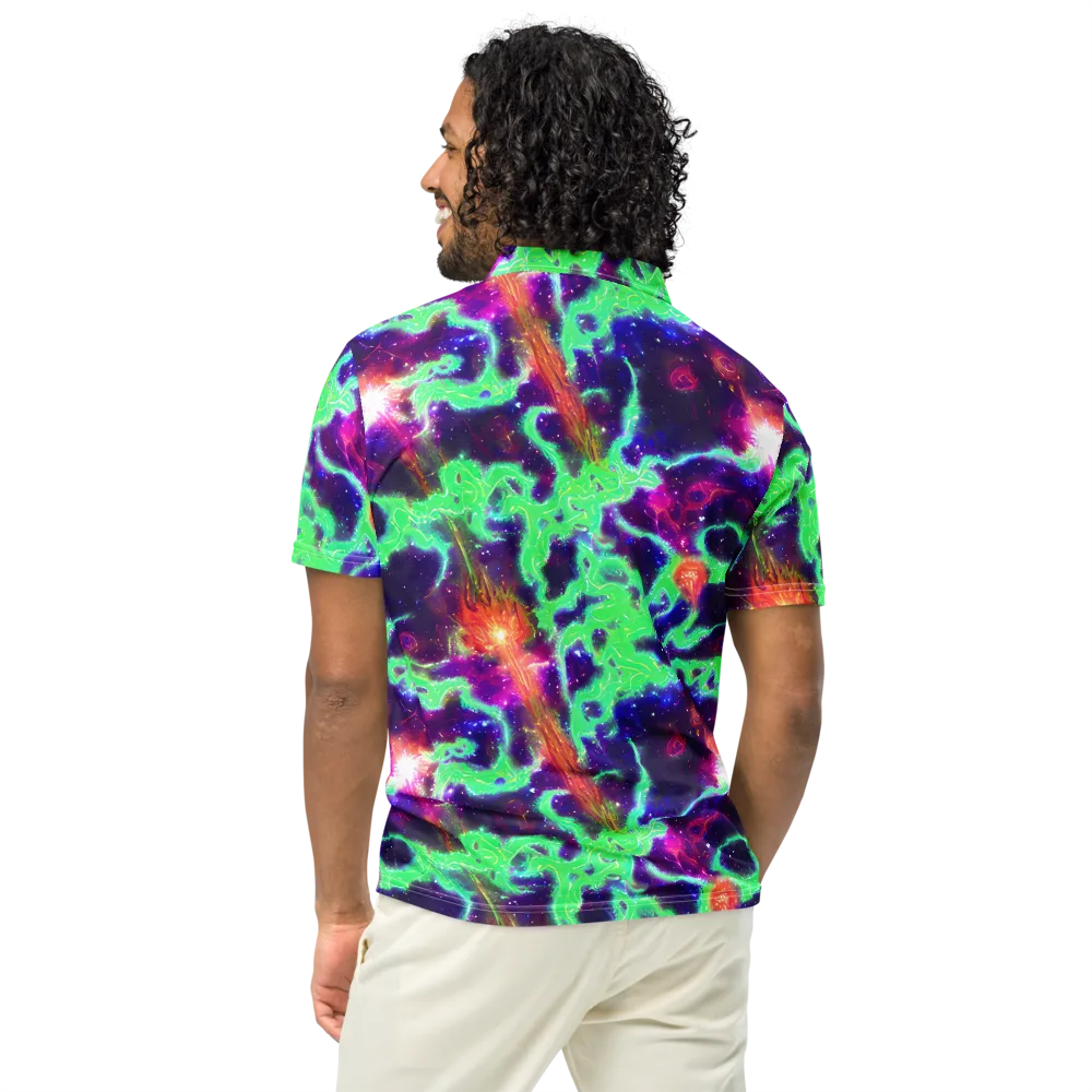 Neon Dragonfield on Men's Slim Fit Polo Shirt — Back