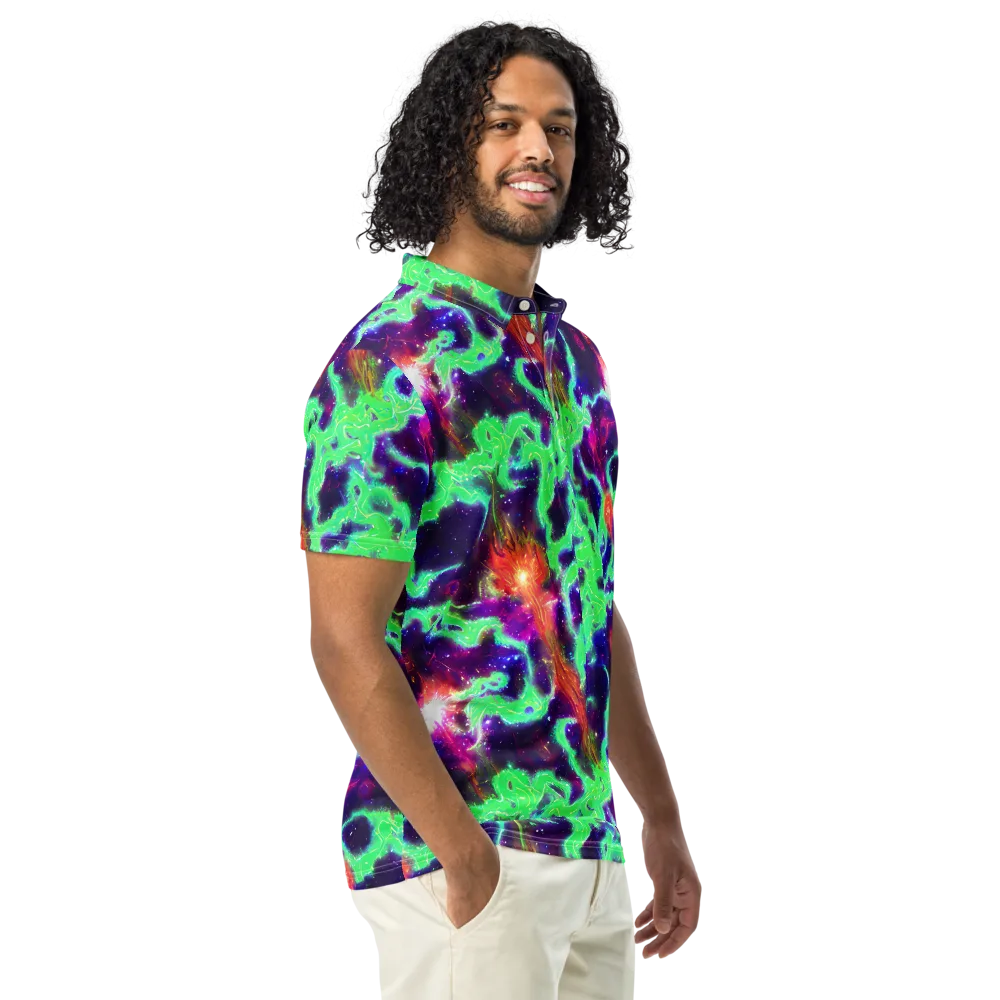 Neon Dragonfield on Men's Slim Fit Polo Shirt — Right Front