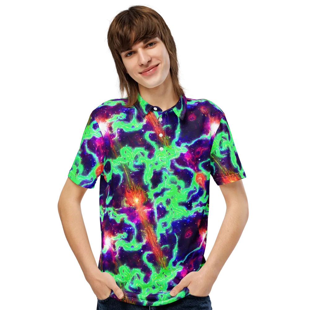 Neon Dragonfield on Men's Slim Fit Polo Shirt — Front