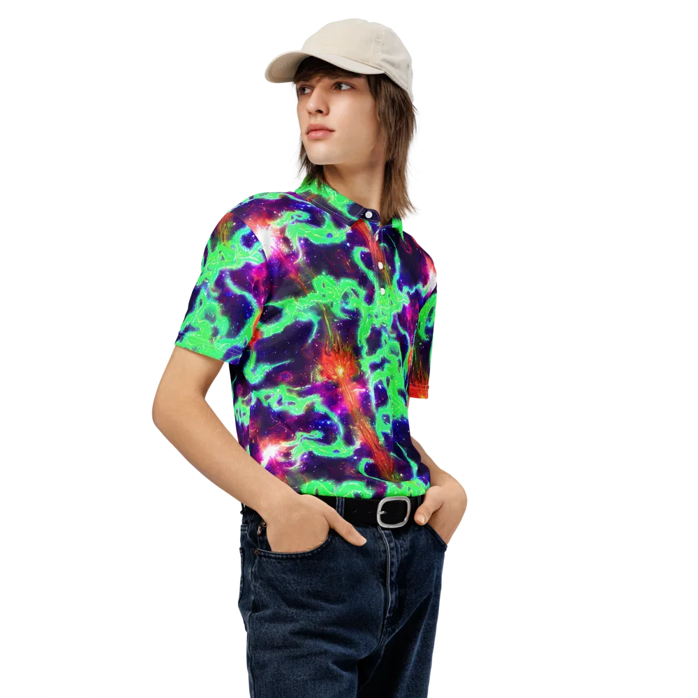 Neon Dragonfield on Men's Slim Fit Polo Shirt — Right Front