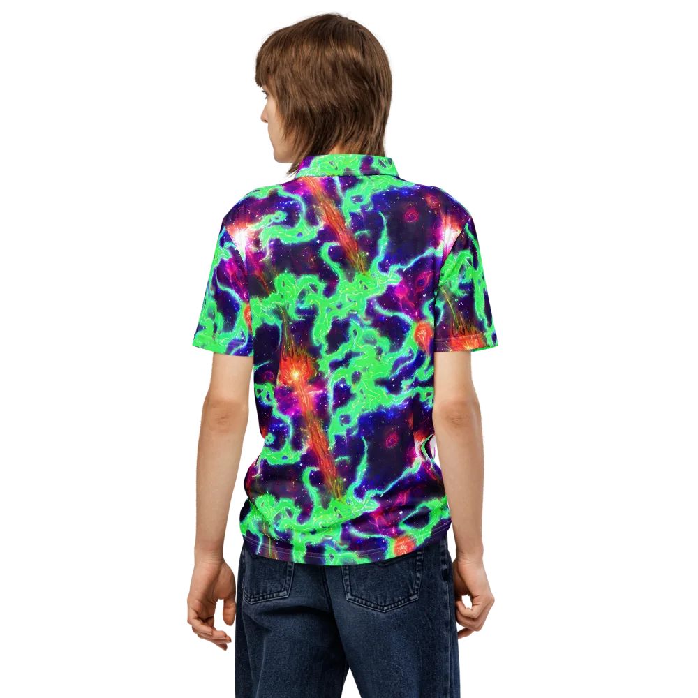 Neon Dragonfield on Men's Slim Fit Polo Shirt — Back