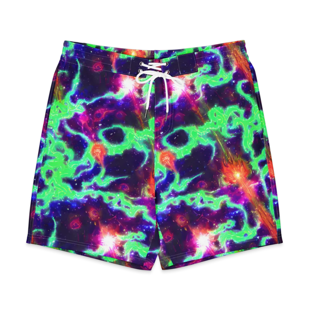 Neon Dragonfield on Men's Board Shorts — Front