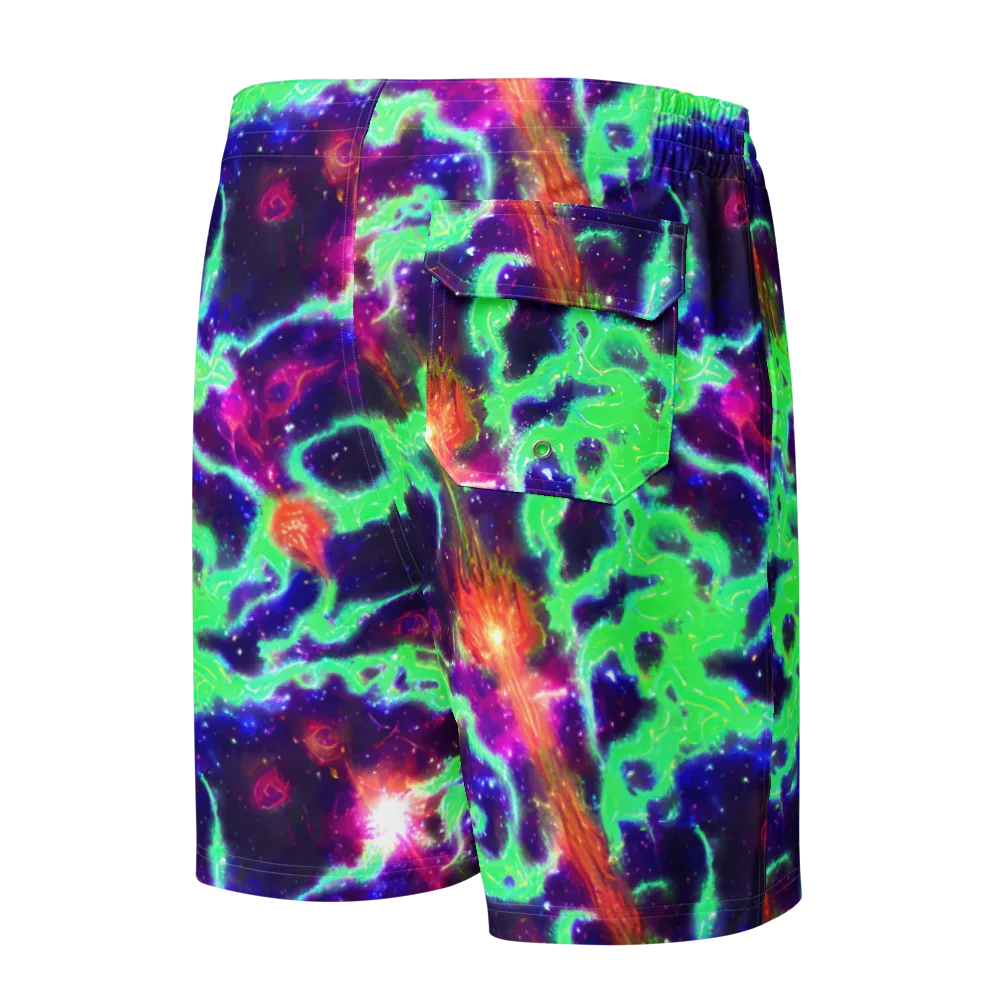 Neon Dragonfield on Men's Board Shorts — Back