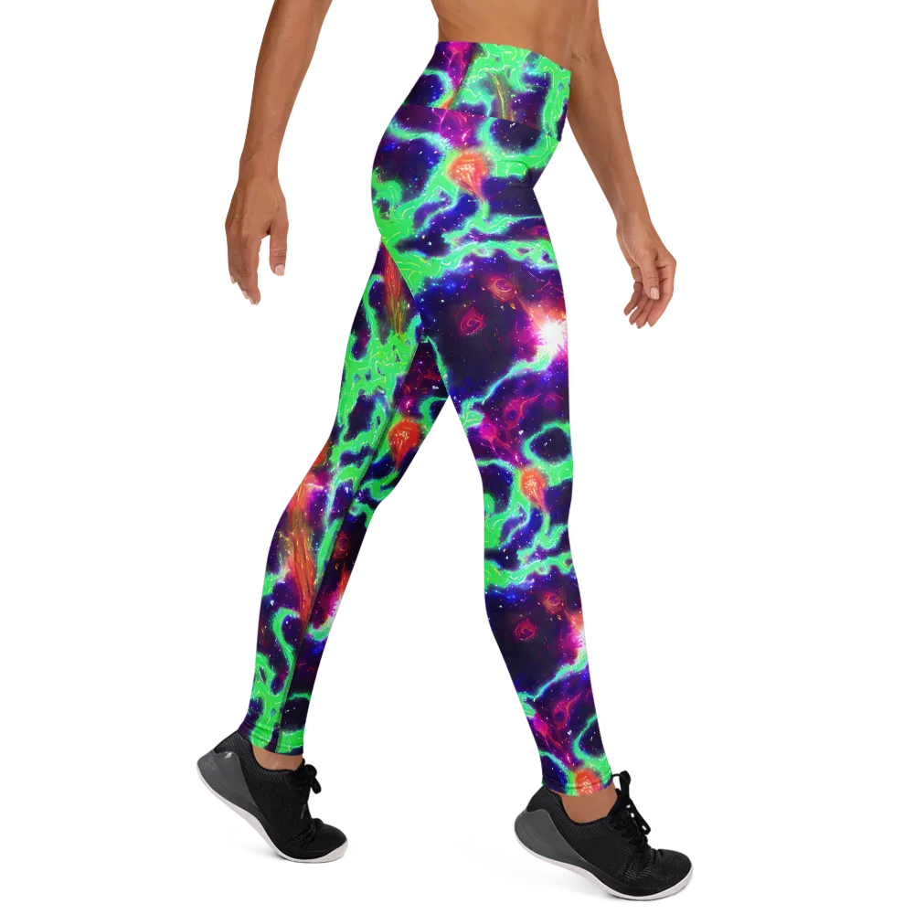 Neon Dragonfield on Yoga Leggings — Right