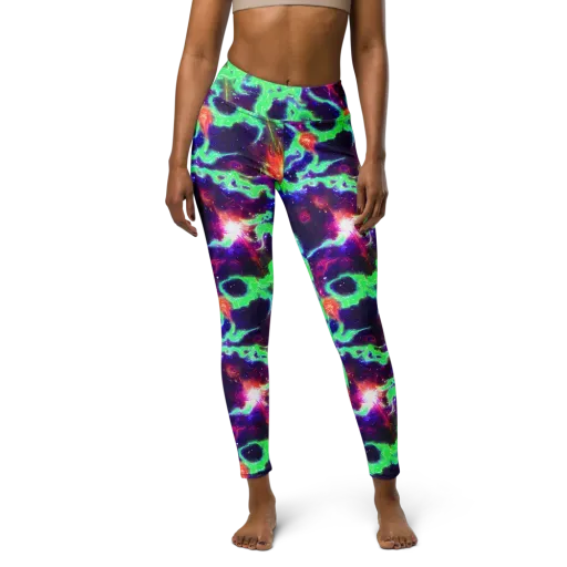 Neon Dragonfield on a Yoga Leggings