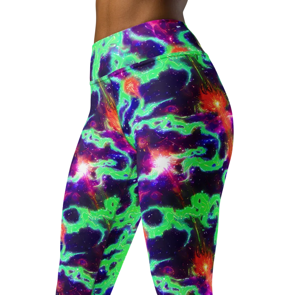Neon Dragonfield on Yoga Leggings — Left Front