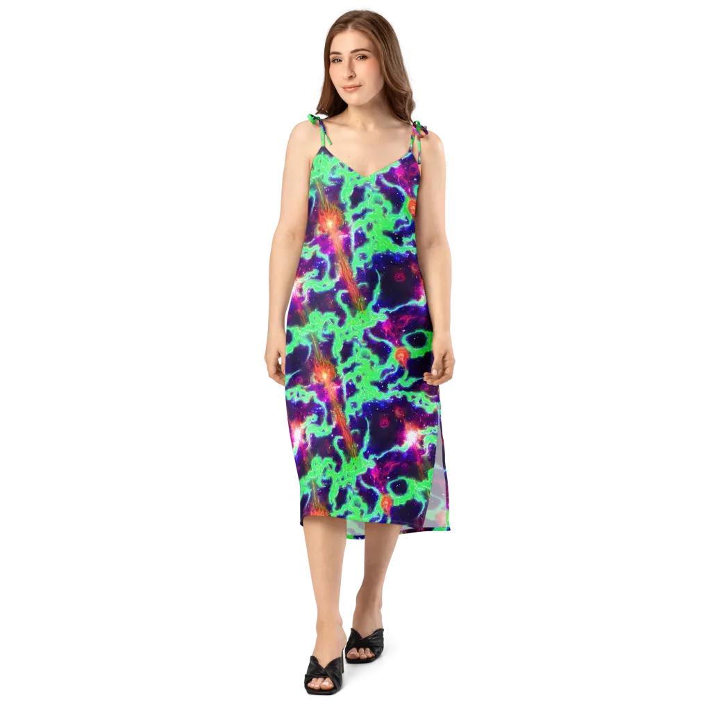 Neon Dragonfield on Slip Dress — Front