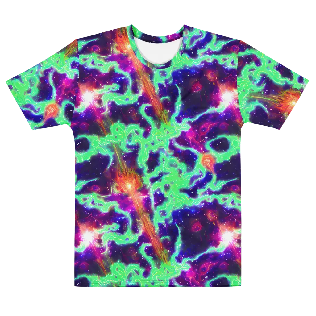 Neon Dragonfield on Men's Cotton Crew Neck T-Shirt — Front