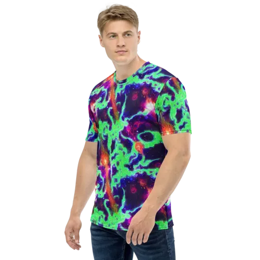 Neon Dragonfield on a Men's Crew Neck T-Shirt