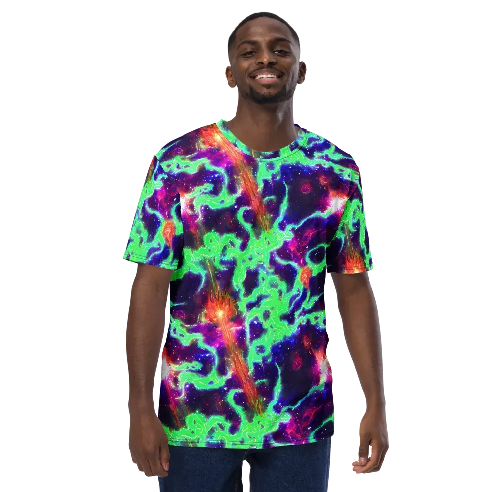 Neon Dragonfield on Men's Crew Neck T-Shirt — Front