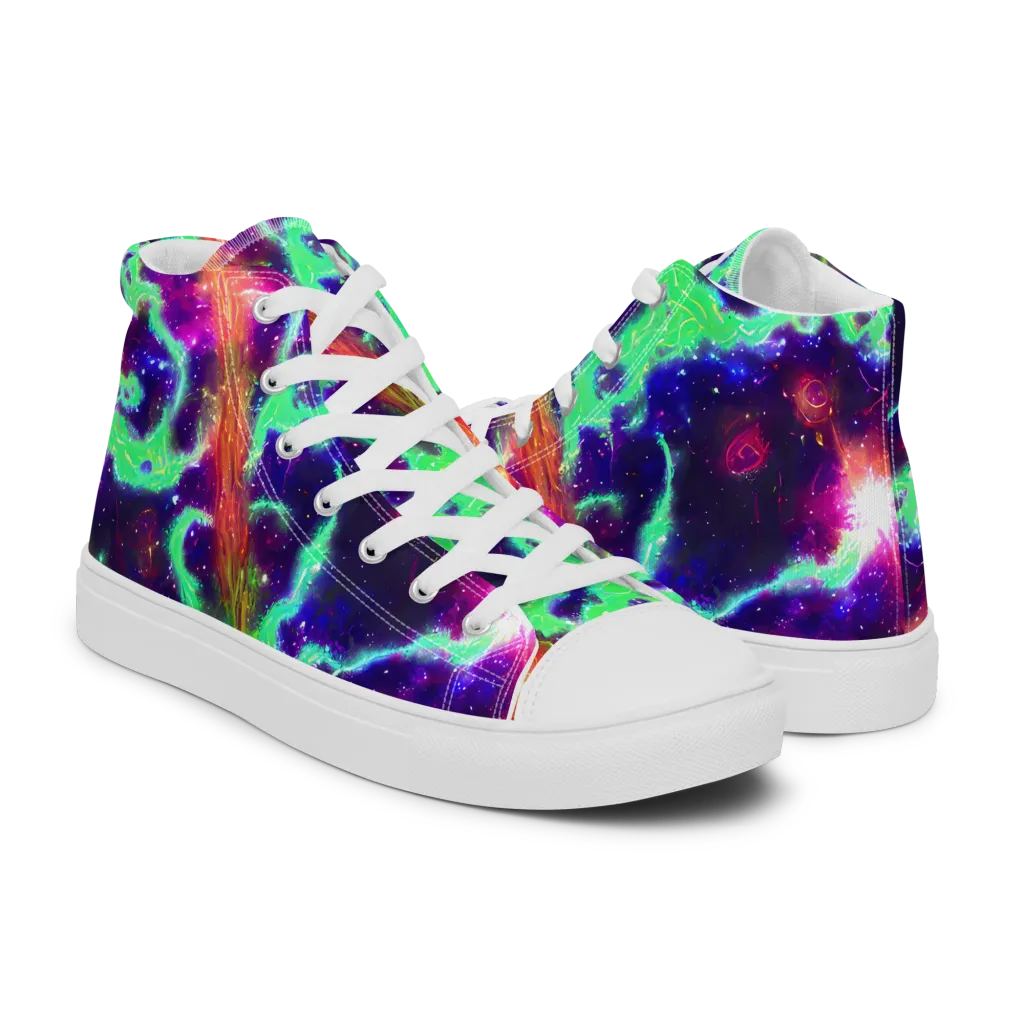Neon Dragonfield on Men's High Top Canvas Shoes — Right