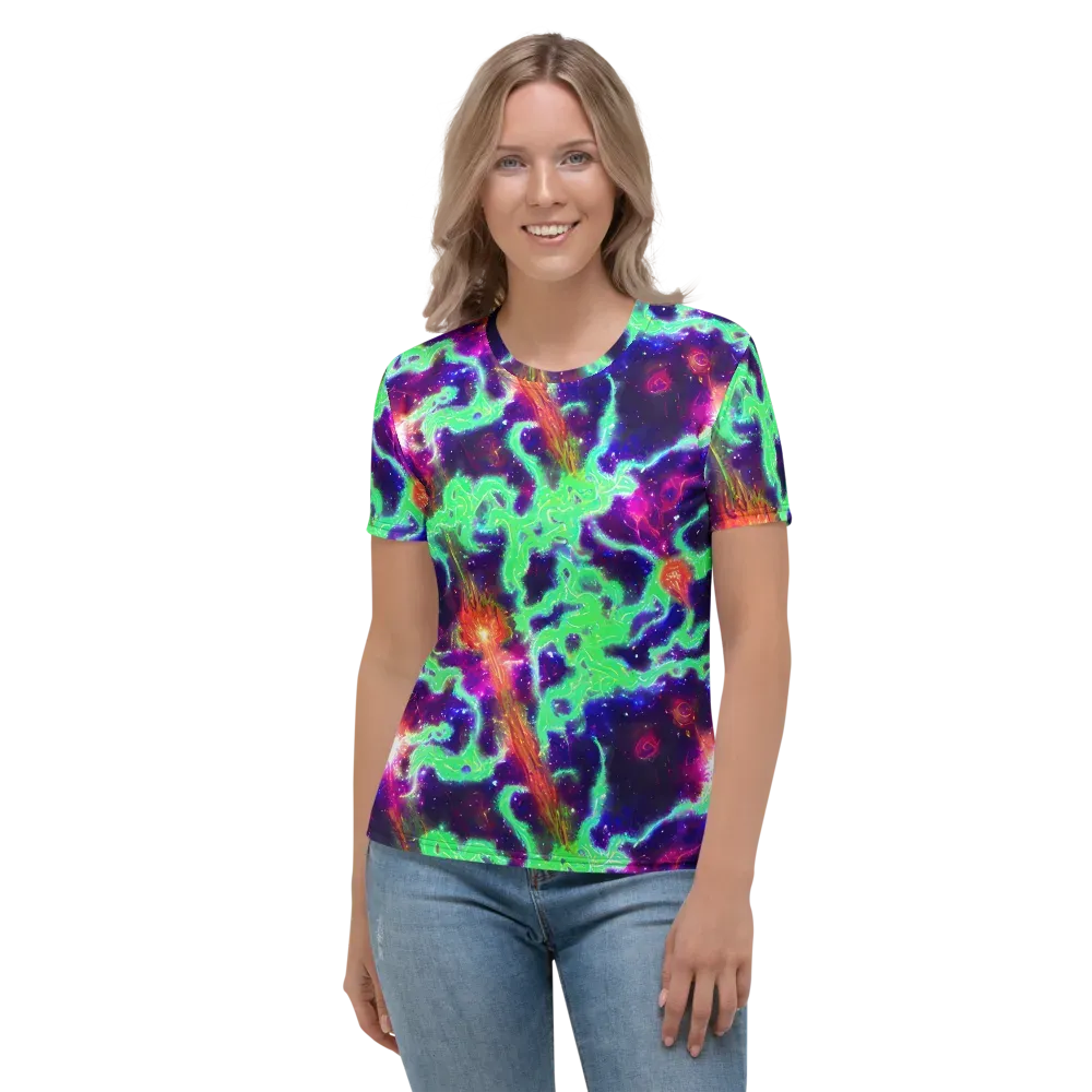 Neon Dragonfield on Women's Crew Neck T-Shirt — Front