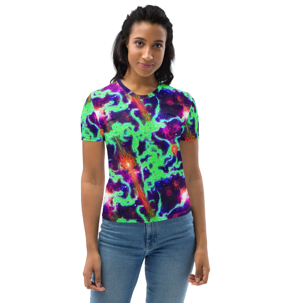 Neon Dragonfield on Women's Crew Neck T-Shirt — Front