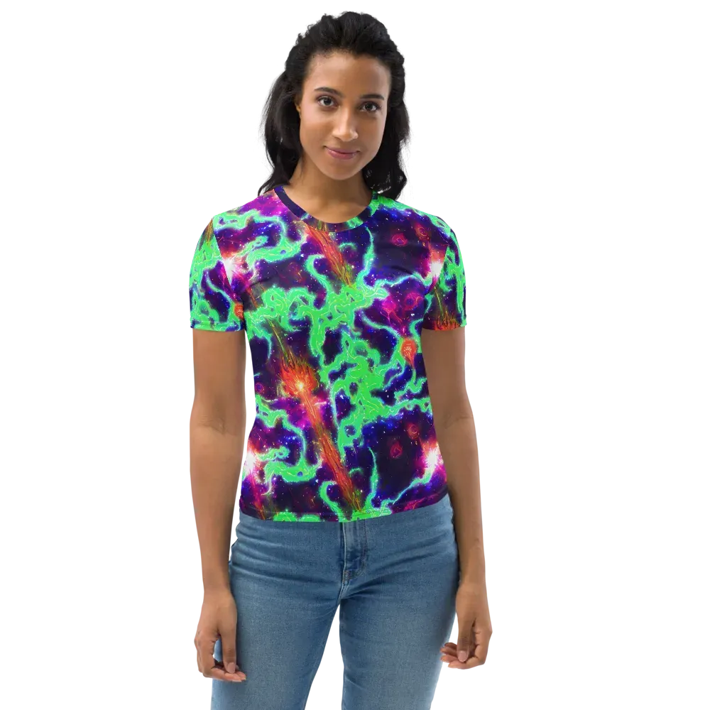Neon Dragonfield on Women's Crew Neck T-Shirt — Front