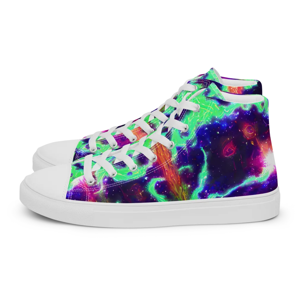 Neon Dragonfield on Women's High Top Canvas Shoes — Left