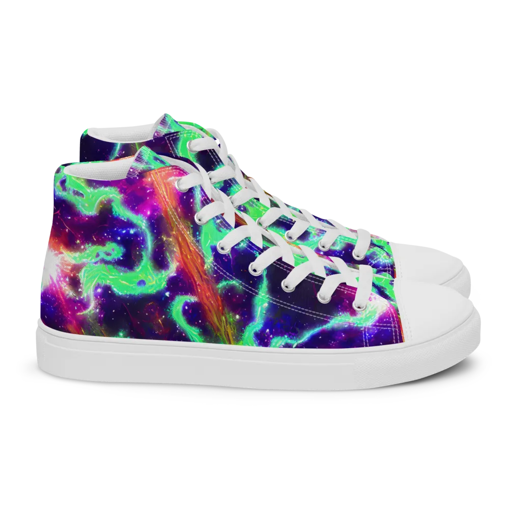 Neon Dragonfield on Women's High Top Canvas Shoes — Right