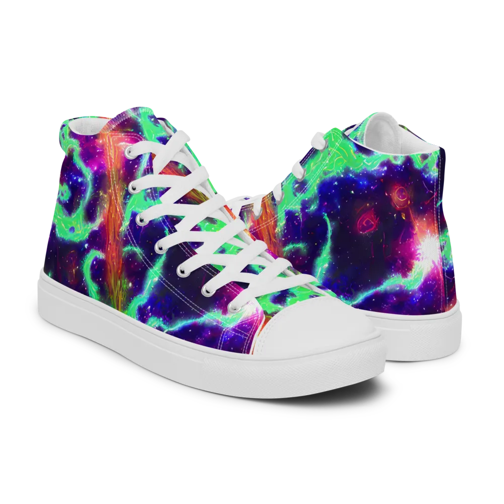 Neon Dragonfield on Women's High Top Canvas Shoes — Right