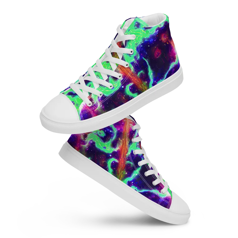 Neon Dragonfield on Women's High Top Canvas Shoes — Front